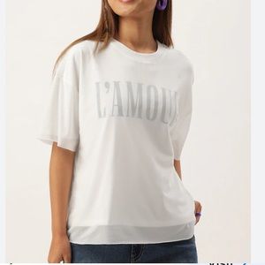 FOREVER 21 L’ARMOUR White Sheer Overlay Blouse NWOT